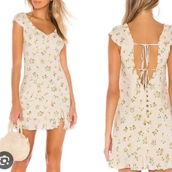 Free People Women Size Small Cactus Flower Lemon Like a Lady Mini Dress - Picture 1 of 7